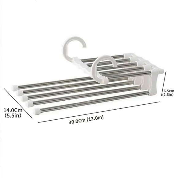 5 in 1 Multi-Functional Pants Hanger Rack Towel Stainless Steel Wardrobe Shelves - Picture 2 of 5